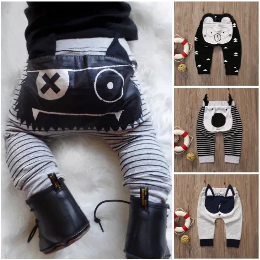 

Cartoon Baby Boys Pants Casual Striped Trousers Funny Pants Toddler Girl Pants 2019 Fall Children Boy Overalls Elastic Waist