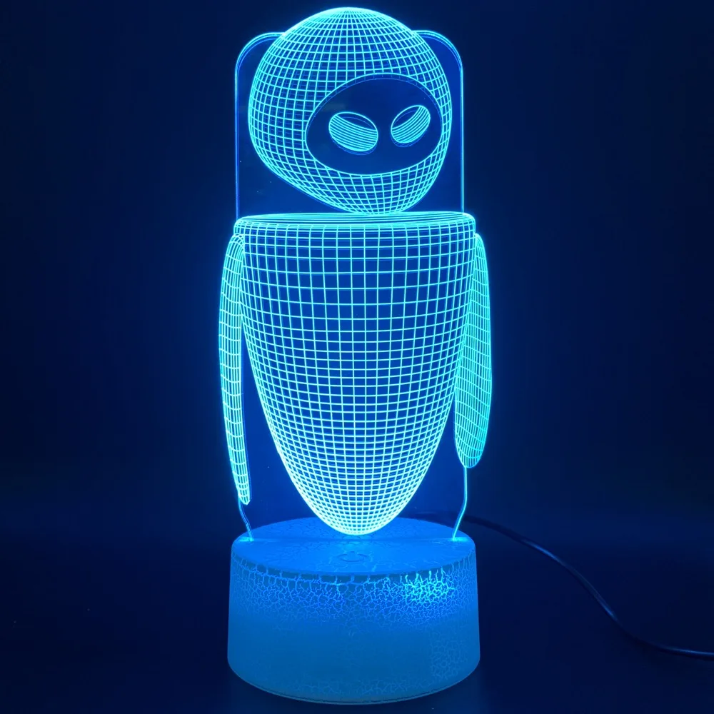 

3d Led Night Light Lamp Movie WALL E 2 Robot Eva Figure Lampara Light Home Decoration Birthday Gift for Kids Baby Nightlight