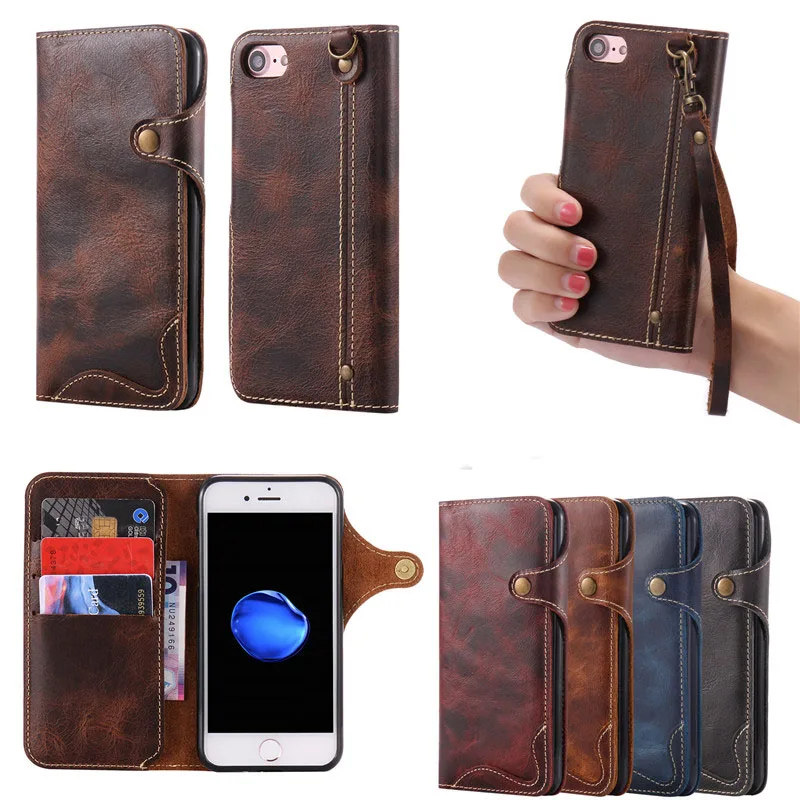 bilder für Luxus Reale Echtes Leder-mappenkasten Für iPhone 7 Plus 6 6 S Plus Phone Cases Retro Vintage Flip Abdeckung mit Kartensteckplatz Strap bilder für Luxus Reale Echtes Leder-mappenkasten Für iPhone 7 Plus 6 6 S Plus Phone Cases Retro Vintage Flip Abdeckung mit Kartensteckplatz Strap