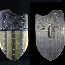 S1031 ручной работы средневековый Железный латунный летающий дракон щит с ручкой 15," X 27,7"
