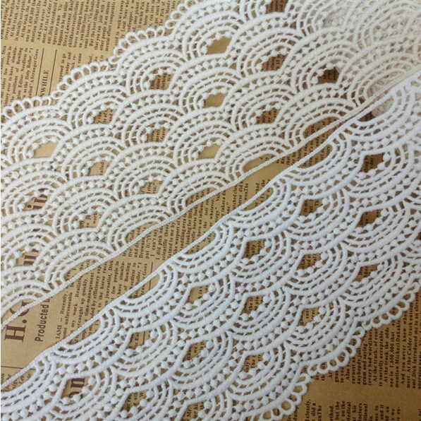 

5 yard 11cm 5.9" wide white/beige scalloped cotton lace trim ribbon SL4K563