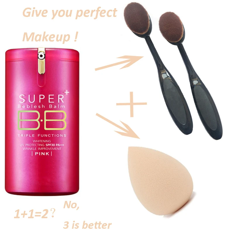 Золото розовый BB крем супер Beblesh Бальзам Make Up Cover Concealer SPF30 PA + + фонд кисти + Яйцо Губка макияж партнер