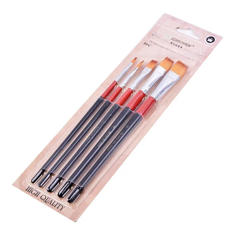 

5 Pcs/Set Nylon Hair Wooden Handle Paint Brush Hook Line Pen Artist Draw Painting Craft Acrylic Paint Brushes Drop Shipping