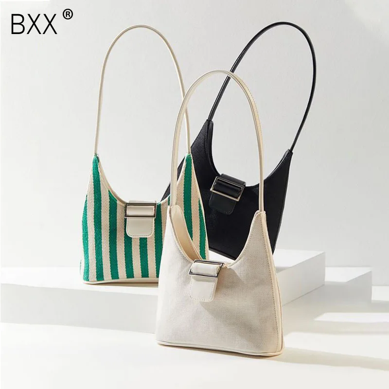 

[BXX] Women's Single Shoulder Bag All-match Flap 2020 Temperament Large Capacity Canvas Bag Package Female Tote Handbag HG393
