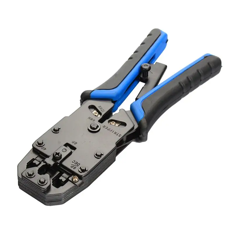 

Professional Cable Crimper Labor Saving Crimping Plier Ratchet Long Blade Two-Color Handle For Network Cable Stripping Wiring