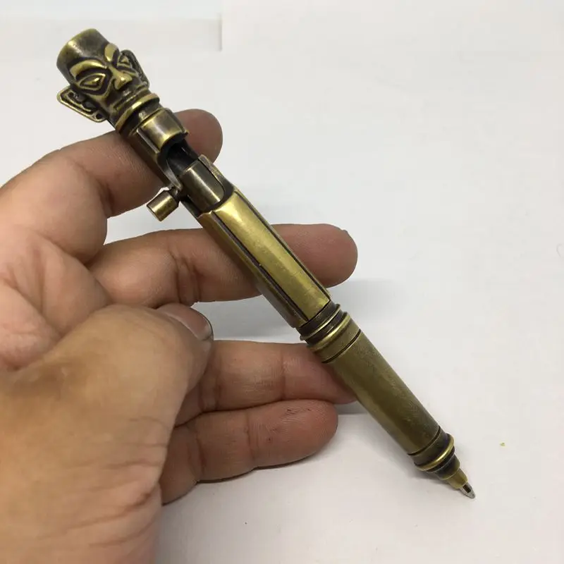 Латунь гелевая ручка ручной работы человеческая голова ручка подарок на день рождения игрушка металла Gun Pen