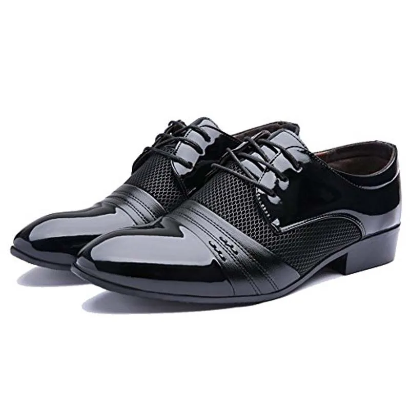 Classic Men Oxfords Leather Shoes Breathable Suit Formal Shoes Italian Man Dress Pointy Shoes Male Vintage Black Brown