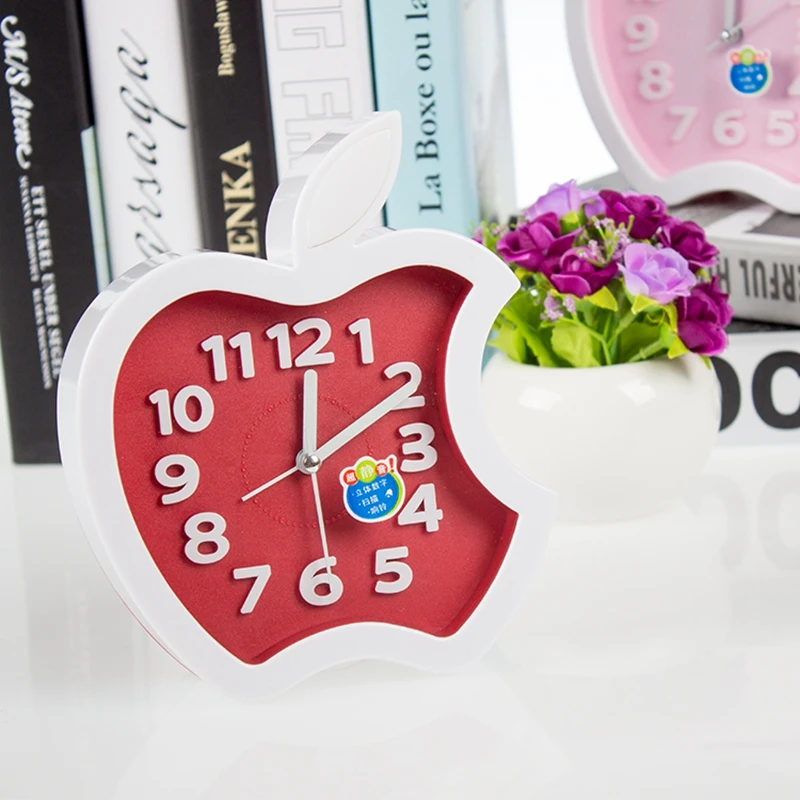 Alarm Clocks Candy colors Creat Portable mini Mute children student clock apple Desk Table gifts fa