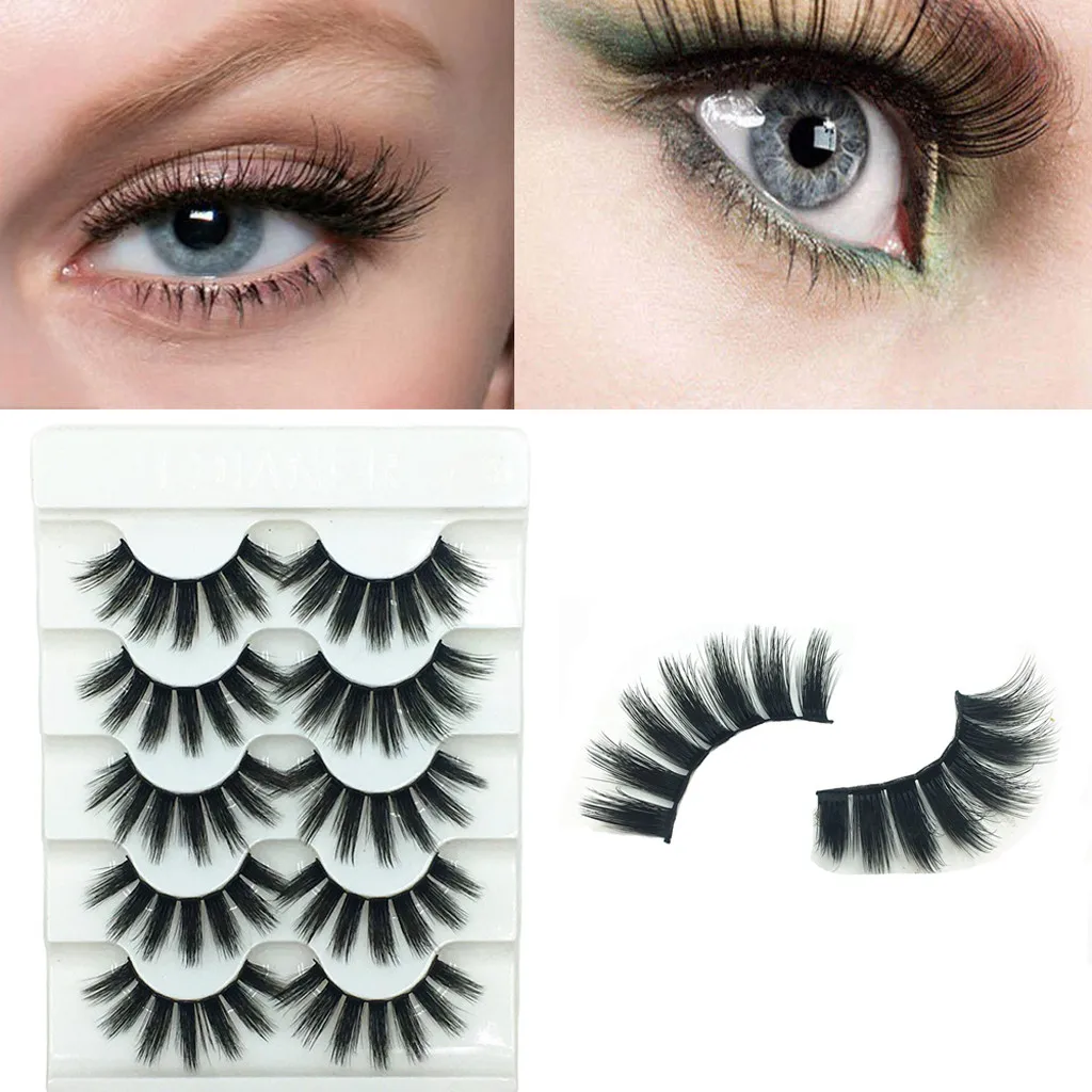 

Sexy Party 3D False Eyelashes Wide Eyelashes 5 Pairs Makeup Natural Artificial Fake False Natural Real Slim #05