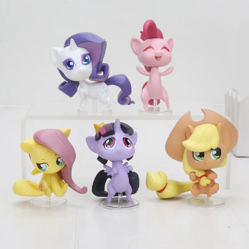

5pcs/set 6-8cm Q My Little Pony toys Twilight Sparkle Rainbow Dash Apple Jack Rarity Fluttershy My Little Pony Figure Toys