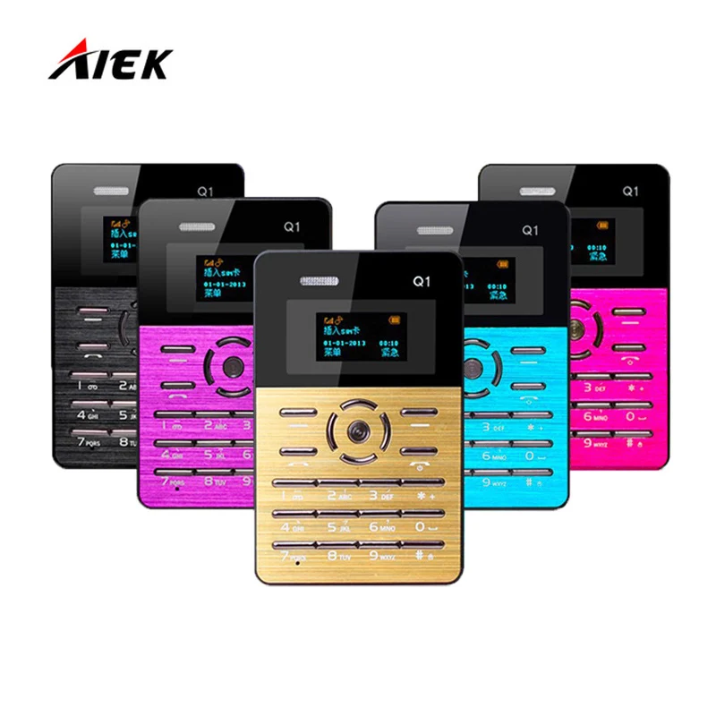 Russian Keyboard Original AIEK Q1 Ultra thin Pocket Card Children Student Mobile Phone MP3 Player FM