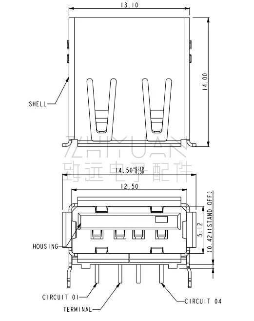 87520-3010APLF USB2.0 notebook socket connector female port 2