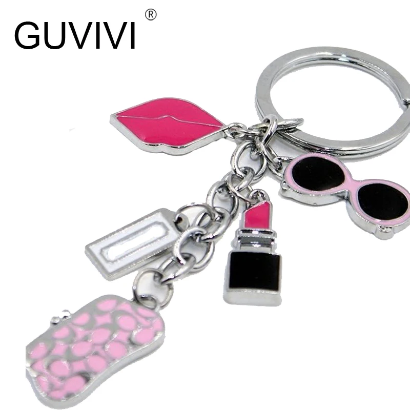 2016 Fashion Women Creative Lips lipstick Keychain car Charm Key Chains