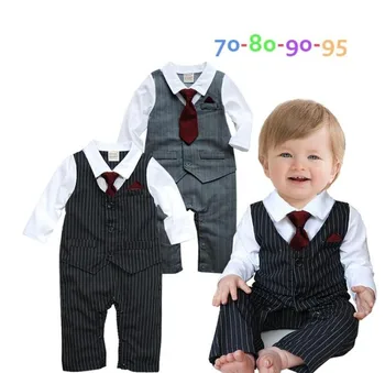 

New 2018 Spring Baby Clothes Baby Gentleman Clothing Boys Long Sleeves Clothes Baby Bodysuits Kids Wear Boy's Romper 4sets/lot