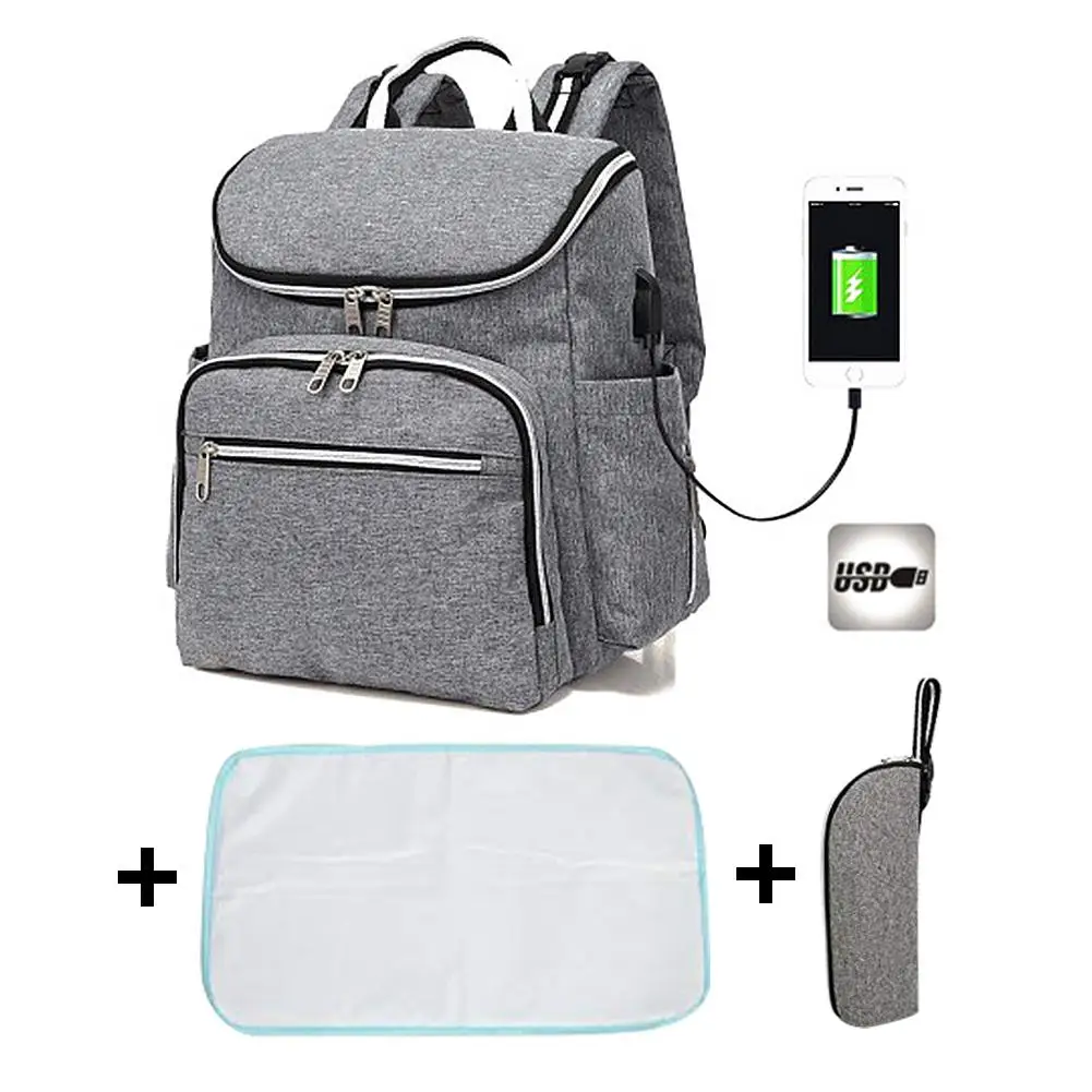 Large Capacity USB Interface Mummy Bag Backpack Mummy Maternity Nappy Bag Travel Backpack Diaper Bag For Baby Care