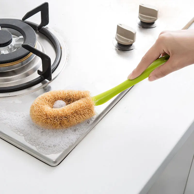 Buy Long Handle Brown Hair Wash Pot Brush Home Kitchen