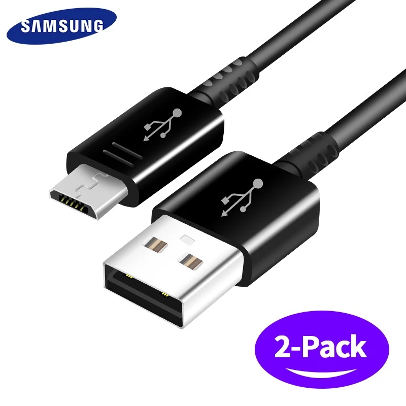 Samsung Micro USB кабель S7 S6 край плюс Note5 Note4 S4 S3 S 7 S 6 Note2 A9 быстро зарядное устройство автомобильное зарядное устройство конвертер - Цвет: Black Two Cables