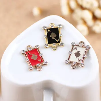 

13*20MM Fashion Heart Crystal Rhinestone Enamel Pocker Pendants Gold Tone Drop Oil DIY Jewelry Necklace Bracelet Floating Charms