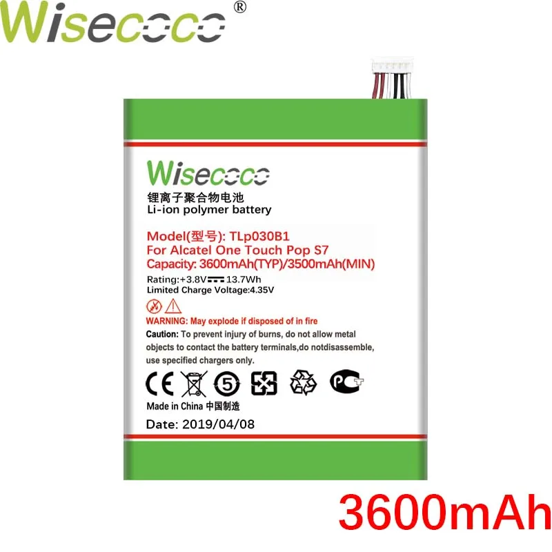 Wisecoco TLp030B1 TLp030B2 3600 мАч аккумулятор для ALCATEL One Touch Pop S7/7045Y/7045D/7045A/Flash 2/7049D телефона