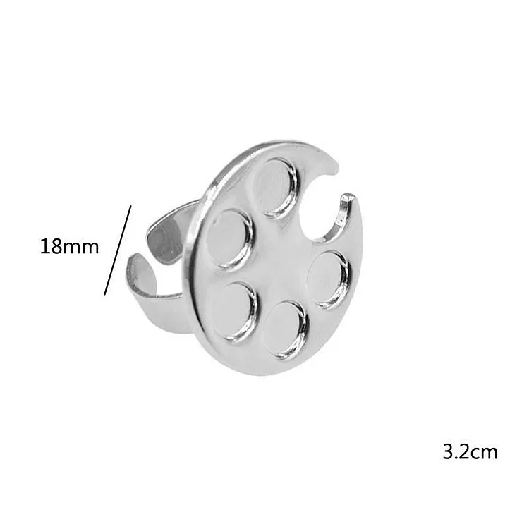 Мини-пальцевое кольцо с палитрой для смешивания пигмента легко получить инструменты для рисования ногтей из нержавеющей стали-27