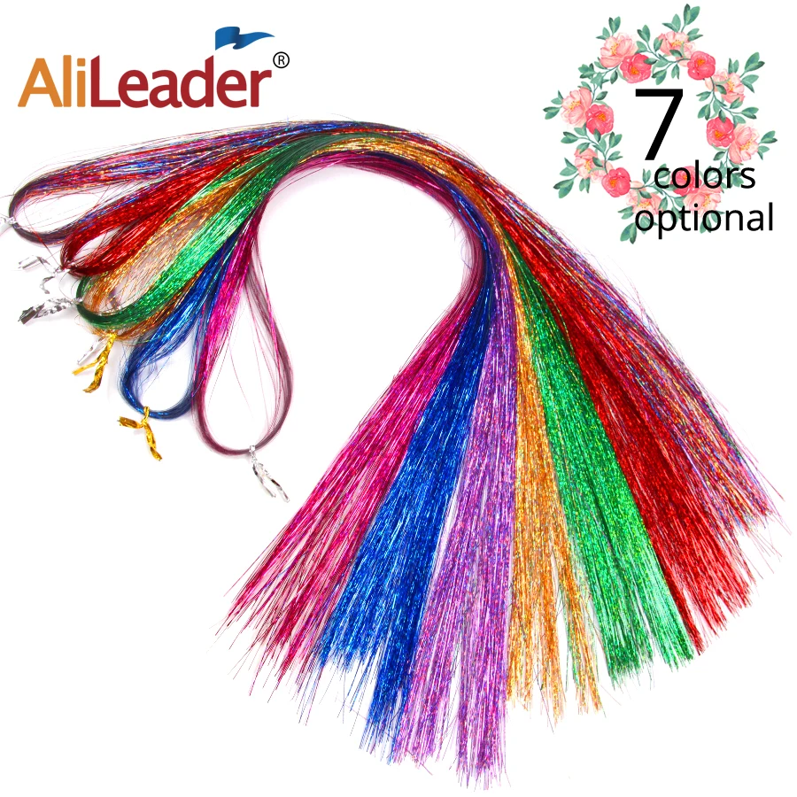 Leeons color ful Sparkel блестящий эффект прямые синтетические волосы для наращивания