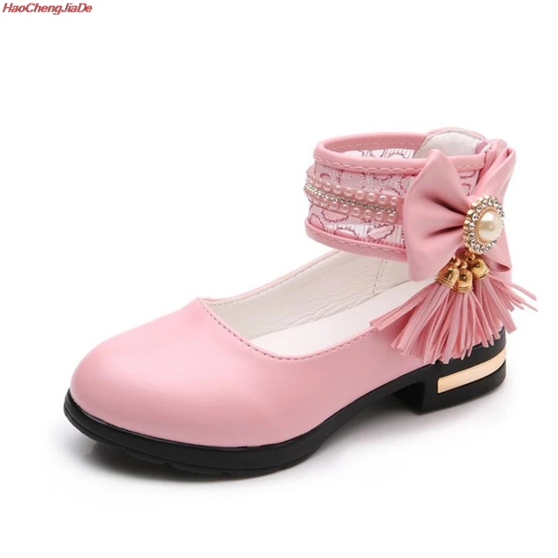 

Girls Shoes Princess Wedding Party Fashion Girl Leather Shoes Rhinestone Glitter Bowtie Children Low Heel Shoes Princess Shoes