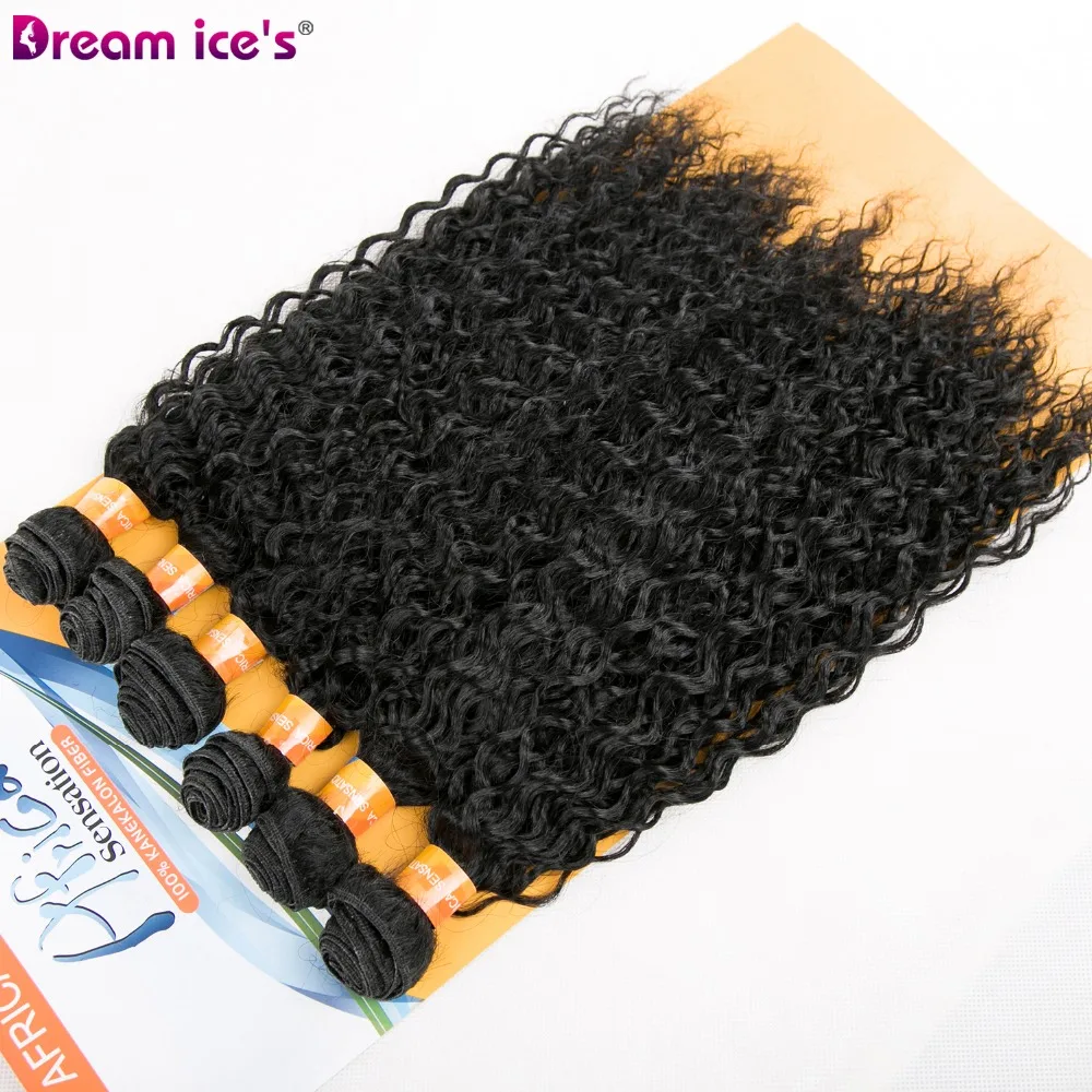 Синтетические афро кудрявые вьющиеся волосы плетение пучки для наращивания натуральные черные волосы ткачество оптом 6 шт. один пакет для blac
