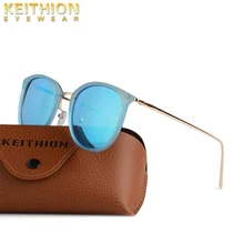 KEITHION Fashionable polarized sunglasses women's round retro sunglasses coated metal frame tinted driving glasses