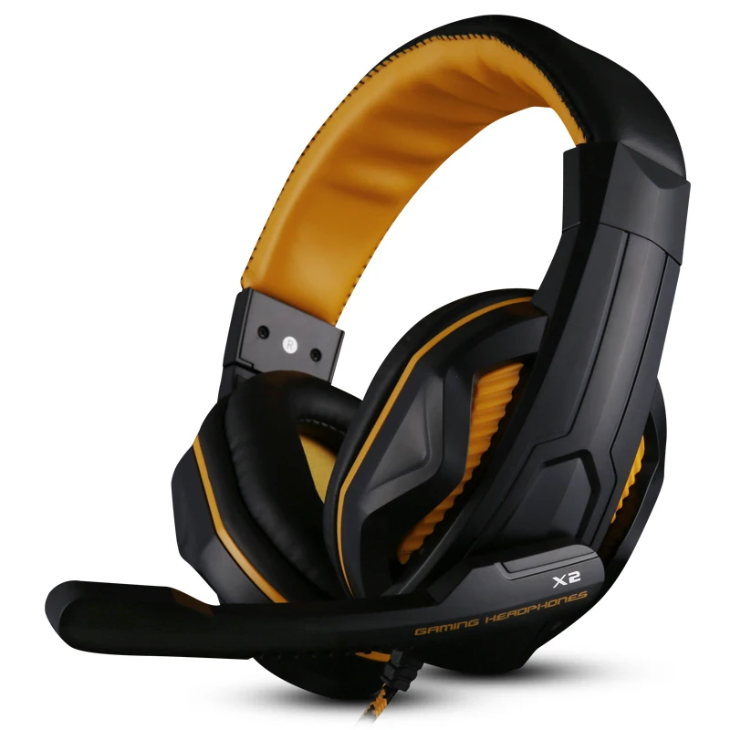 DARKIRON X2 Black Orange Gaming Headphones Mic Volume Control USB Wired Headset Super Bass for