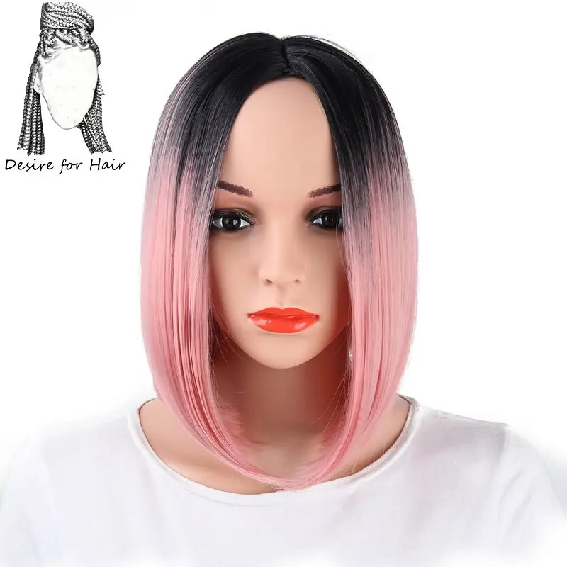 Desire Fur Haar 1 Stuck 12 Inch Kurzen Geraden Ombre Schwarz Rosa Farbe Bob Stil Hitzebestandige Synthetische Perucken Fur Frauen Anc Cosplay Desire Desire Desiredesire Pink Aliexpress
