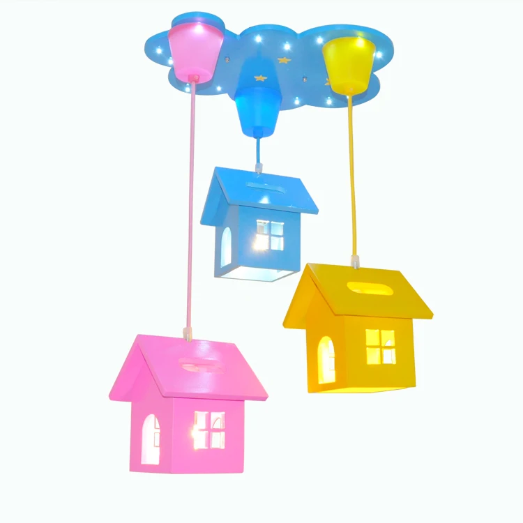 

Children's room led Pendant Lights creative decoration bedroom cartoon three house lights boys and girls room lamps LU721181