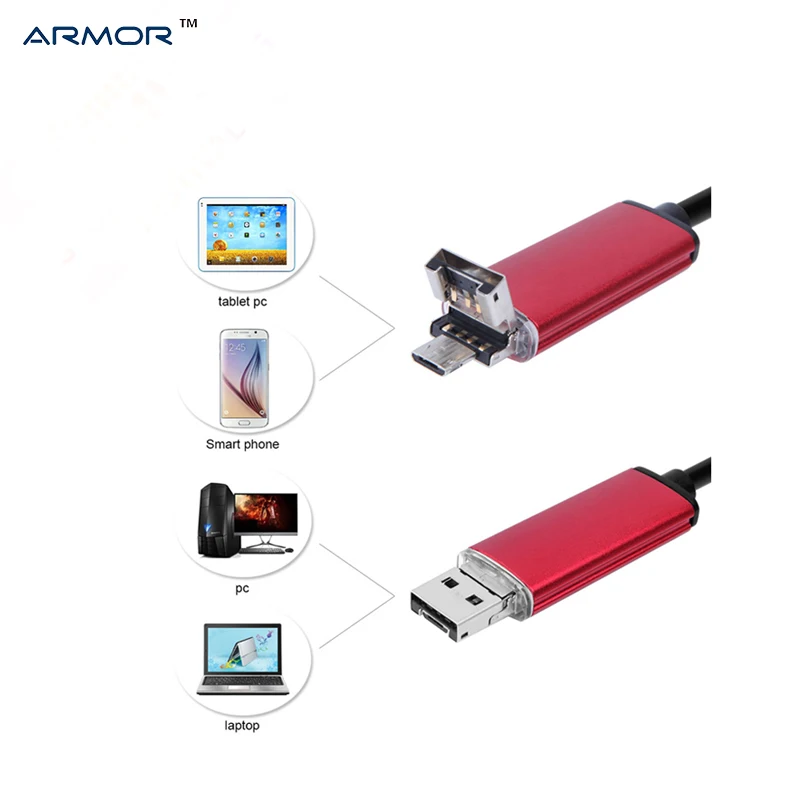 

3.5m 2 in 1 OTG Micro USB Endoscope with 8mm Lens 6LED PC Android Endoscopy Inspection Borescope for Android Phone PC Tablet