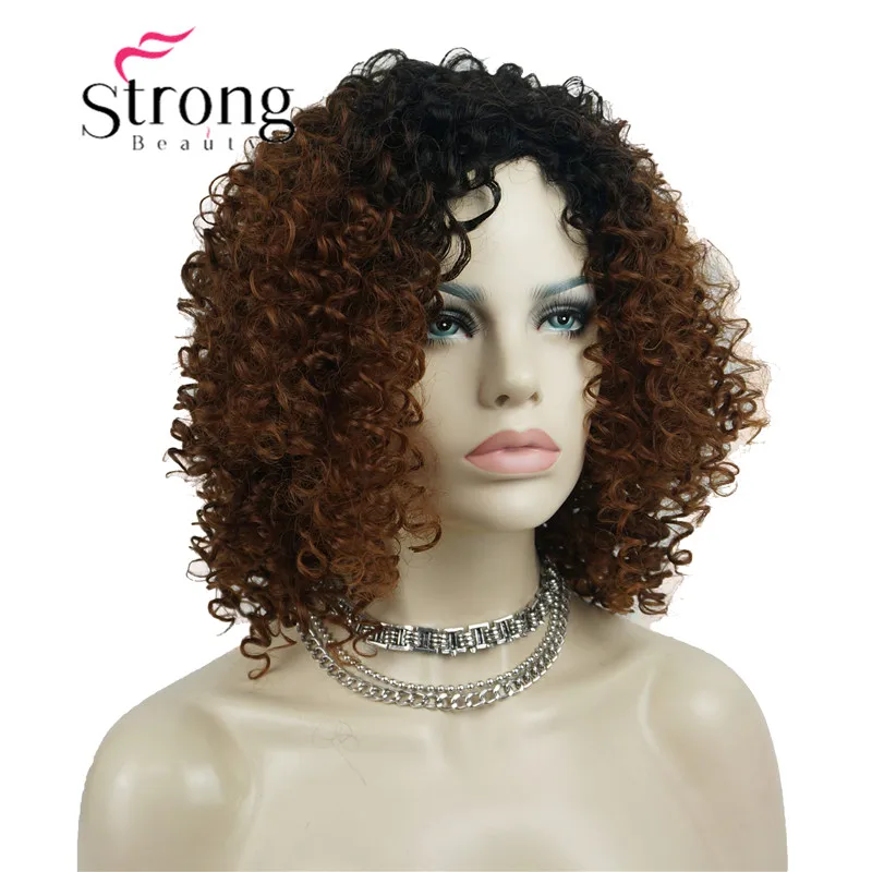 StrongBeauty афро кудрявый парик Синтетический Полный парик для женщин черный натуральный афро волосы парики