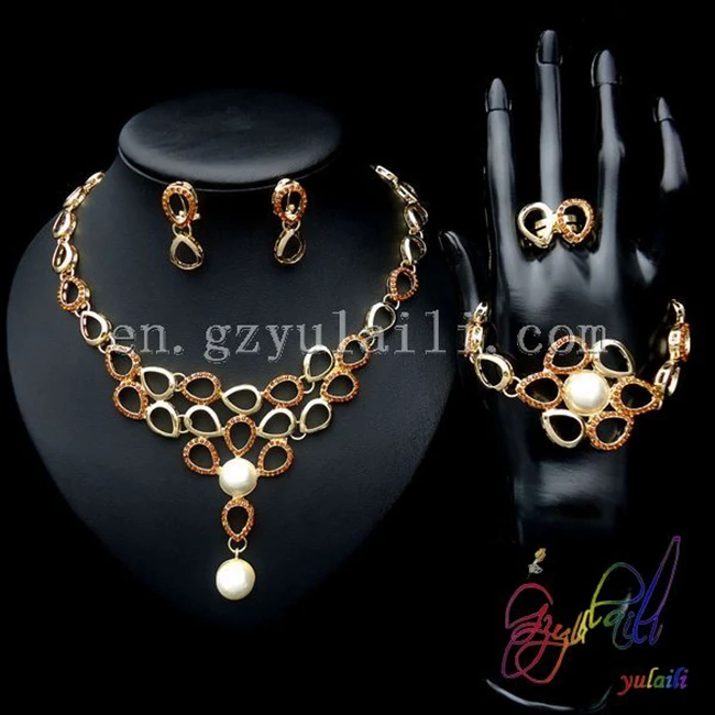 

Free Shipping High Quality Fashion Zinc Alloy Egg Statement Party Plate Gold Ladies Four Jewelry Set