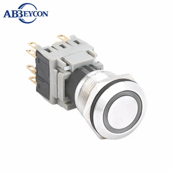 

19mm self-locking function with ring led waterproof momenatry flat head switch