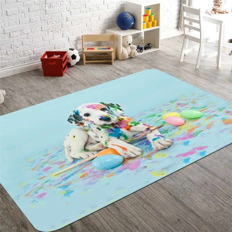 

Pets Area Rug Anti-Slip Absorbent Coral Velvet Floor Rug Doormat Soft Baby Playing Carpets for Living Room Indoor Bedroom Rug