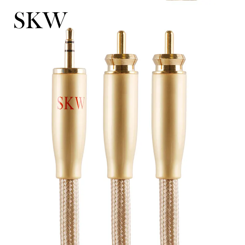 SKW аудио кабель 2 RCA 3 5 мм Jack 6N OCC 1 м 8 10 для домашнего кинотеатра DVD усилитель