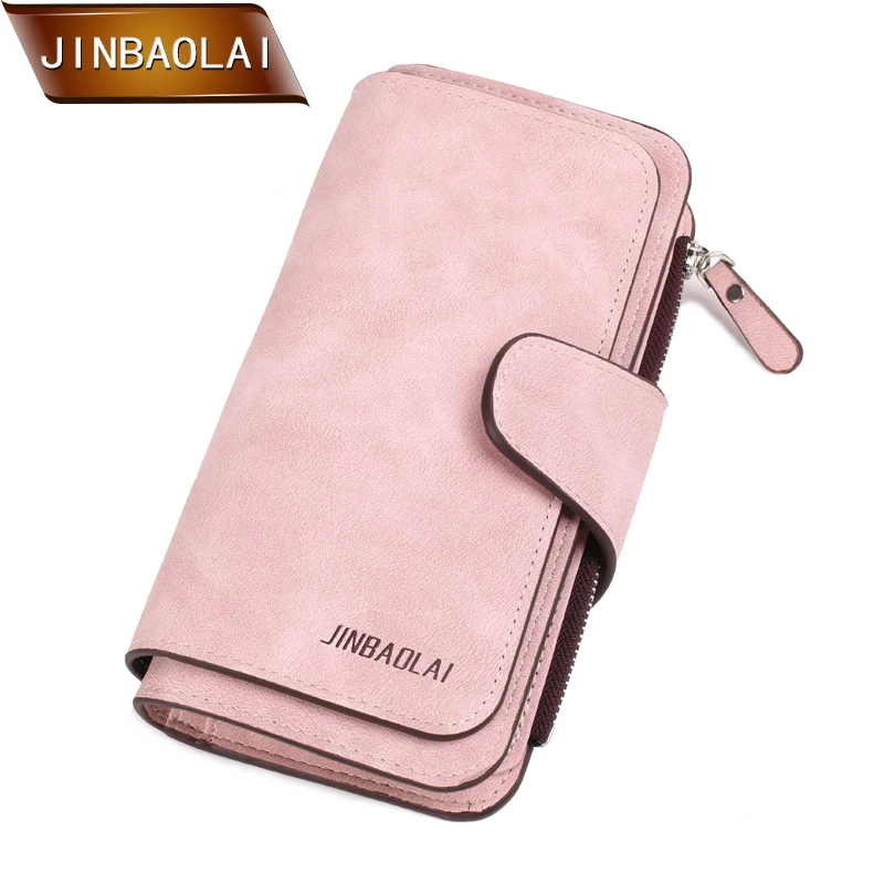 

JINBAOLAI Leather Women Wallet High Quality Design Hasp Solid Color Card Bags Long Female Purse Ladies Clutch carteira feminina