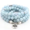 Sky Blue Mala Beads Lotus Bracelet 1