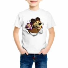 

Masha And Bear Boy/Girl/Kids/Baby T-shirts Kawaii cartoon Funny Summer Clothing Tops Girls T shirt Children's T-shirt Z3-1