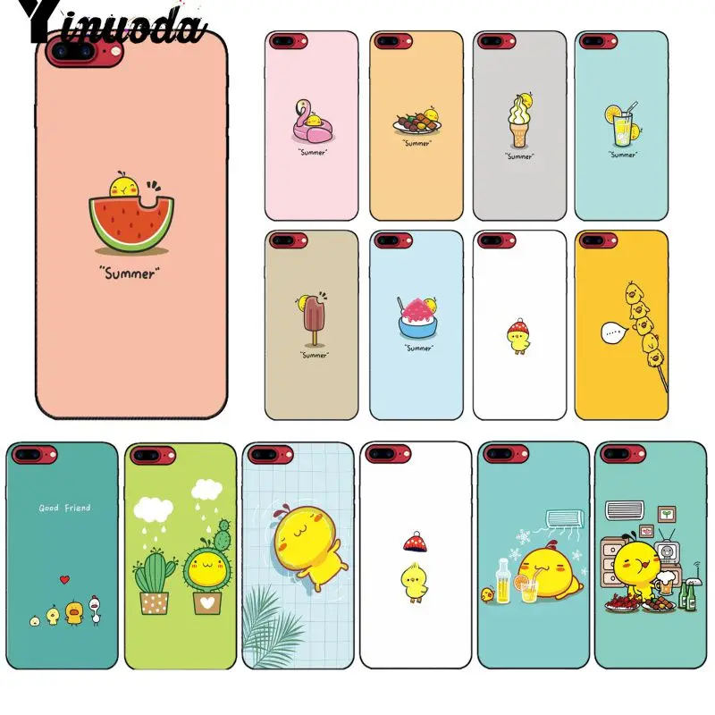 

Yinuoda Summer color cute little yellow chicken Coque Shell Phone Case for iPhone 5 5Sx 6 7 7plus 8 8Plus X XS MAX XR