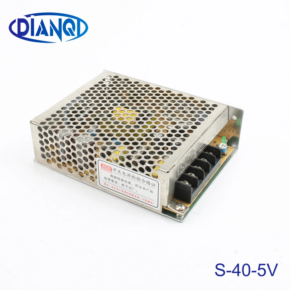 

led power supply switch 40W 5V 8A power supply unit ac dc converter S-40-5 40W 5v variable dc voltage regulator