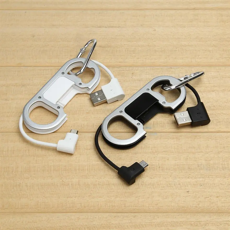 50PCS Micro USB Keychain Fast Charger Charging Sync Data Charger Charging Cable Beer Bottle Opener For Android Smartphone