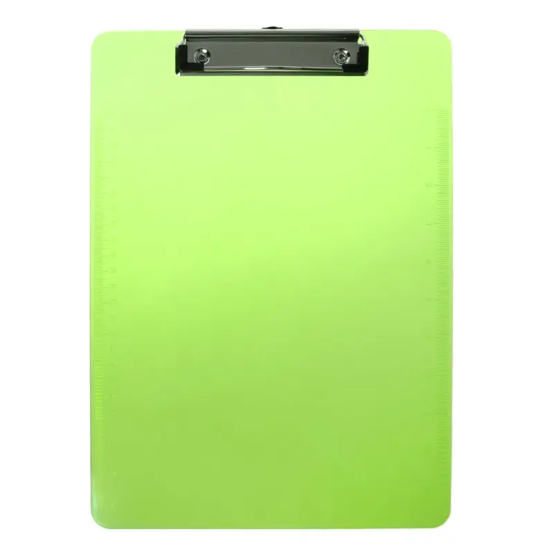 Зеленый цвет пластмассовая папка с зажимом Pad клип папка для документов пластина для Бумага A4