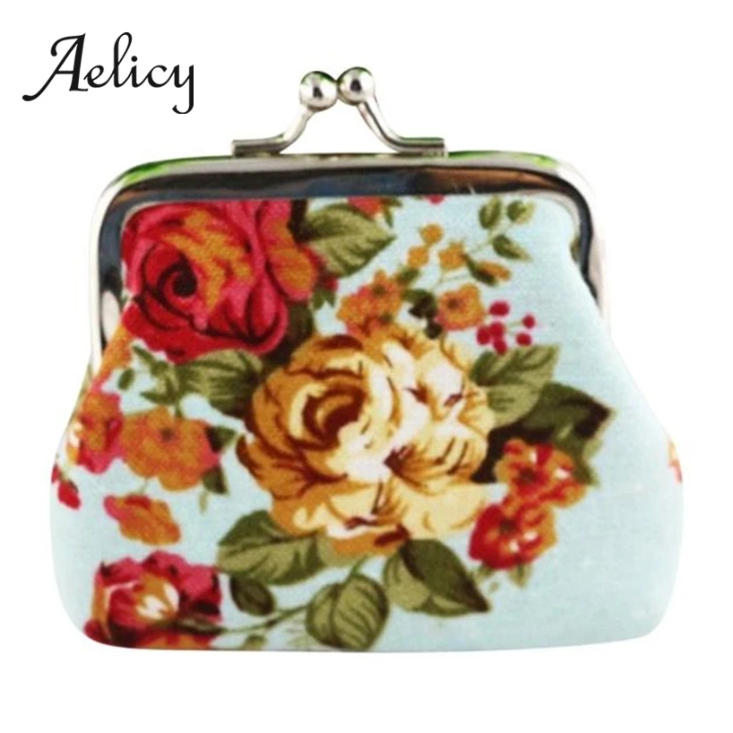 

Aelicy Women Ladies Mini Buckle Clutch Bag Wallet Flower National Wind Oxford Coin Purse Retro Vintage Key Holder Change Pouch