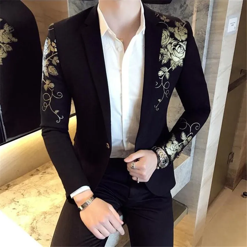 2018 осенний мужской новый модный бренд для свадебного торжества, на рабочем месте, с принтом, с длинными рукавами, хлопковый мужской блейзер