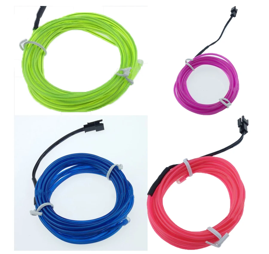 EL Wire 1 м/2 м/3 м/5 м неоновые светодиодные фары полоса свет веревка трубка кабель+ контроллер батареи для автомобиля Танцевальная вечеринка велосипед украшения