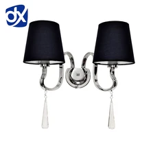 Современный хрустальный тканевый абажур, настенный светильник E27, источник света, диаметр 46 см, для гостиной, спальни, балкона, светильник