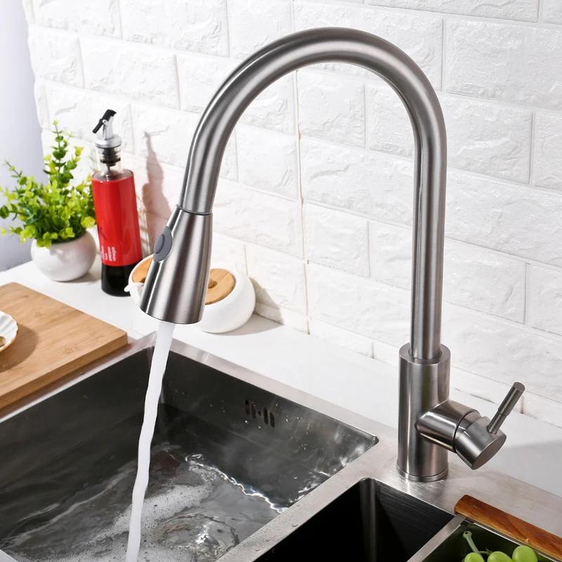 IVRICH SUS304 Stainless Pull Down Kitchen Faucet Dual Mode switchable Spout kitchen mixer pull out Sink kitchen tap VR0413
