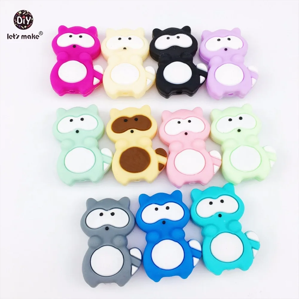 

Let's Make 200pc Raccoon Silicone Beads Cute BAP Free Teething DIY Necklace Bracelet Made Child Gifts Accessories Baby Teether